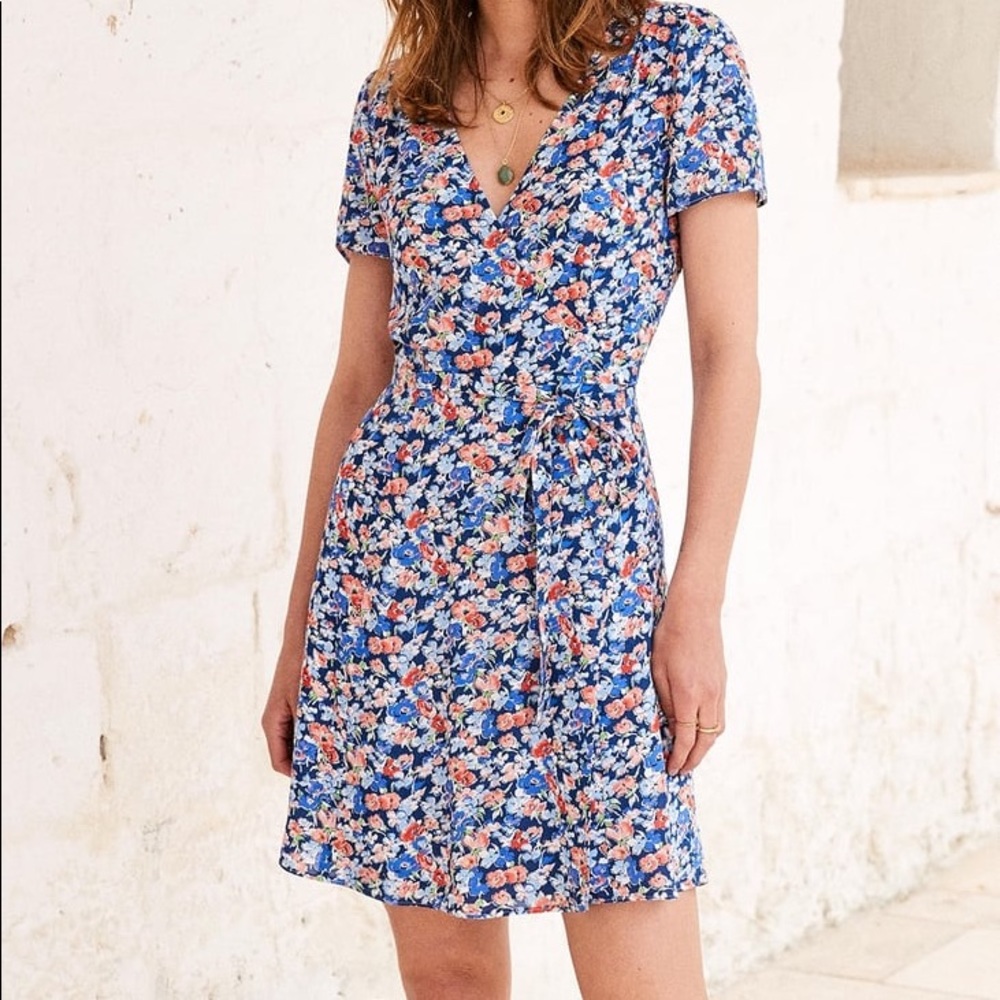 Sezane Anastasia Wrap Dress Bleu Poppy Blue 34/2